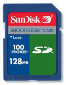 Sandisk SHOOT&STORE 100 PIC SD CARD 128MB (SDSDS-128-E98)